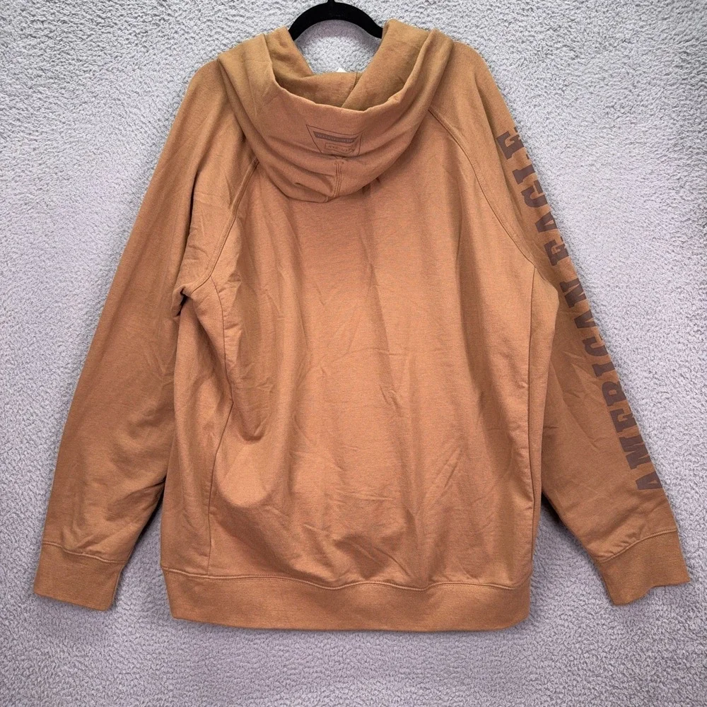 American Eagle Hoodie Mens XXL Brown Fleece Pullover‎ Hooded Sweatshirt Lounge
